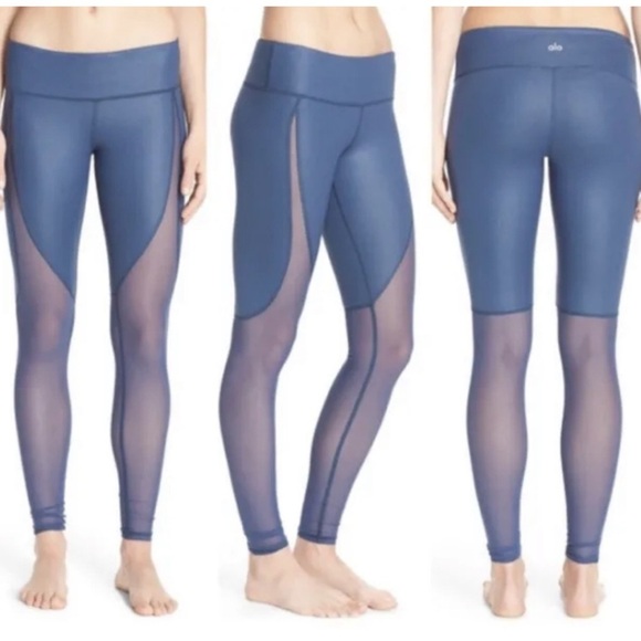 Alo Yoga Blue Mesh Leggings - Picture 1 of 2